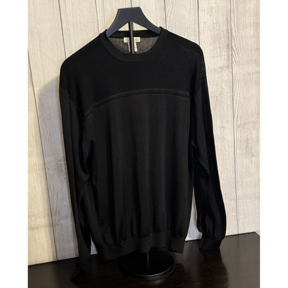 VaBene Men's Black Sweater XL Rayon Cotton Blend Soft Knit Fall Layer EC - Picture 2 of 5
